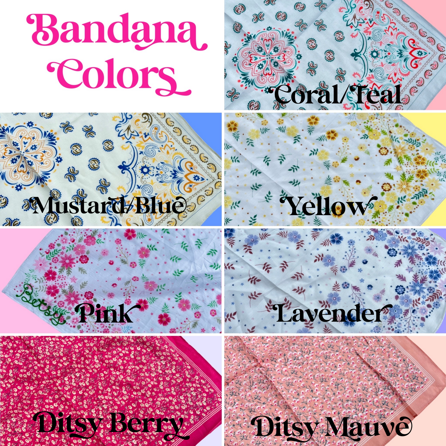 Retro Vintage Floral Chainstitch Bandana