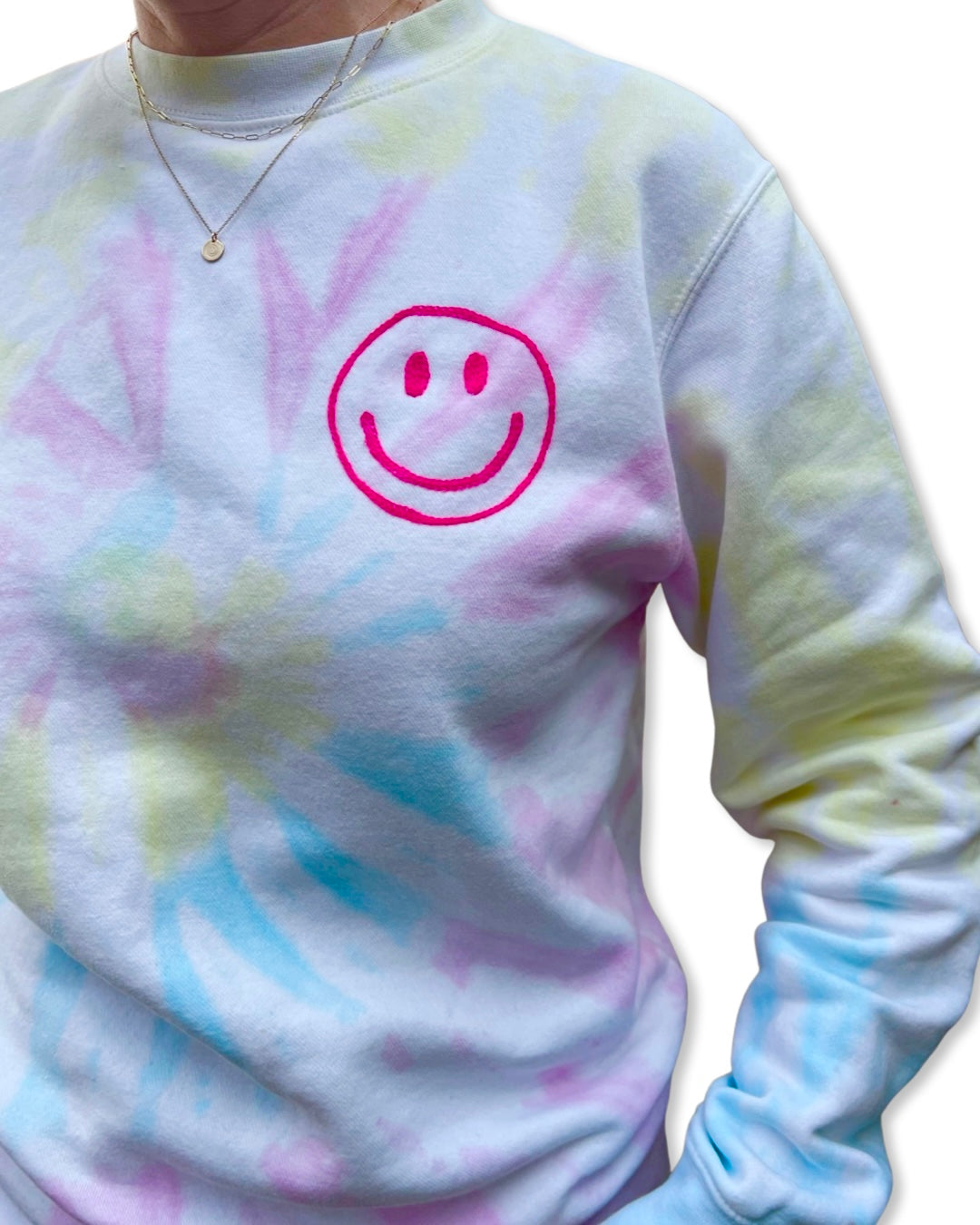 Tie Dye Smiley Chainstitch Sweatshirt